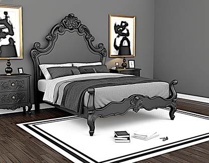 Regal Hand - Carved Solid Wooden Platform Bed Frame – handcrafted solid wood furniture