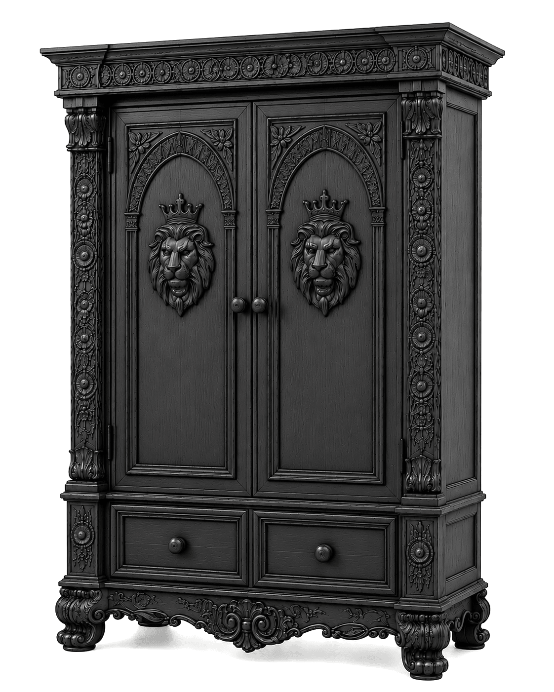Regal Lioncrest™ Hand-Carved Solid Wood Armoire – handcrafted solid wood furniture