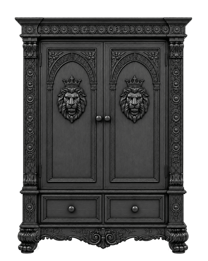 Regal Lioncrest™ Hand-Carved Solid Wood Armoire – handcrafted solid wood furniture
