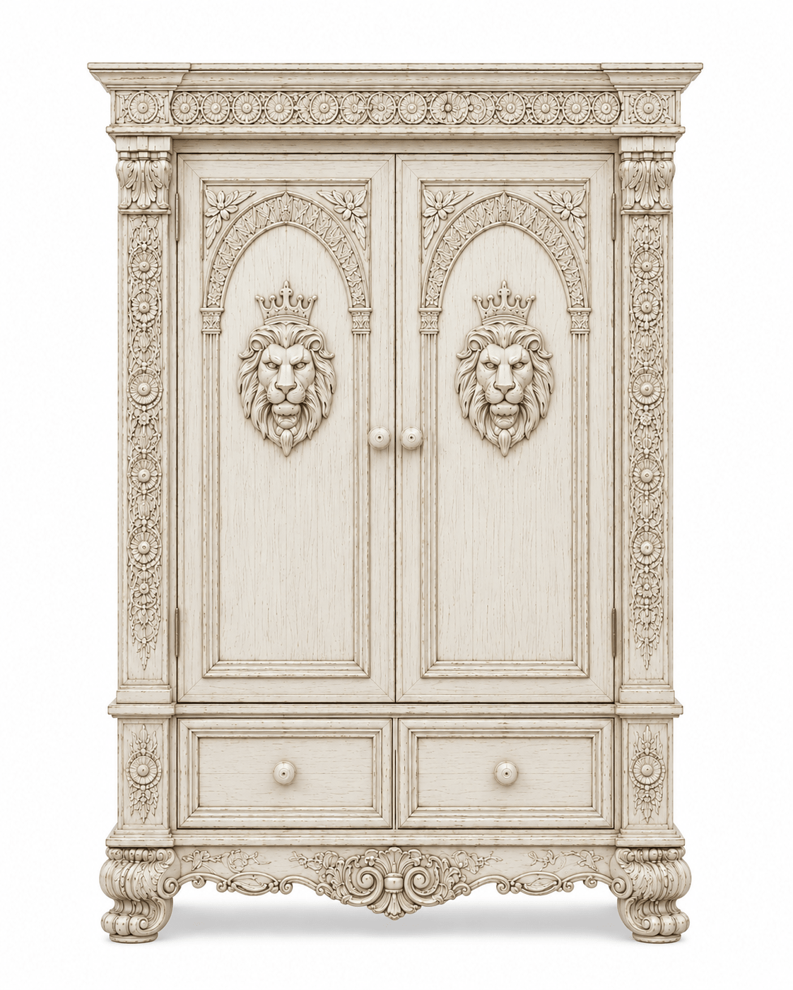 Regal Lioncrest™ Hand-Carved Solid Wood Armoire – handcrafted solid wood furniture