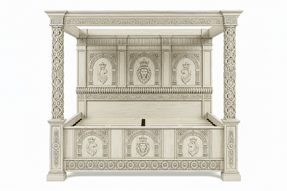 Regal Lioncrest™ Hand-Carved Solid Wood Canopy Platform Bed & Bedroom Collection – handcrafted solid wood furniture