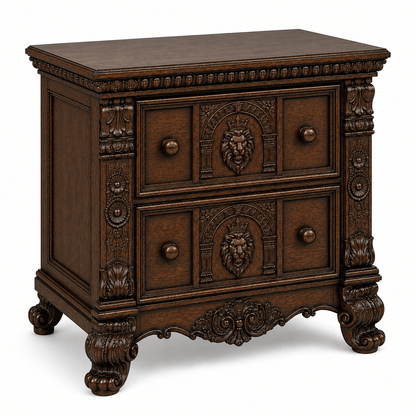 Regal Lioncrest™ Hand-Carved Solid Wood Canopy Platform Bed & Bedroom Collection – handcrafted solid wood furniture