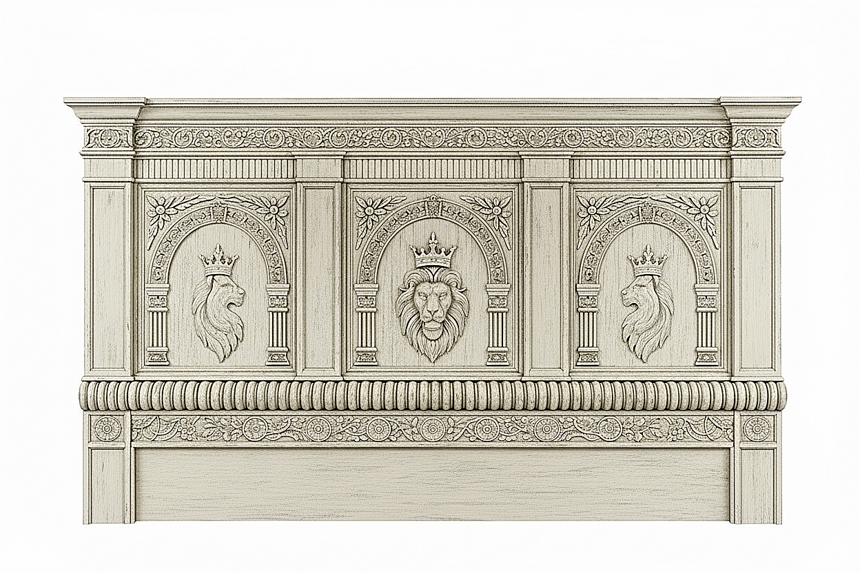 Regal Lioncrest™ Hand-Carved Solid Wood Canopy Platform Bed & Bedroom Collection – handcrafted solid wood furniture