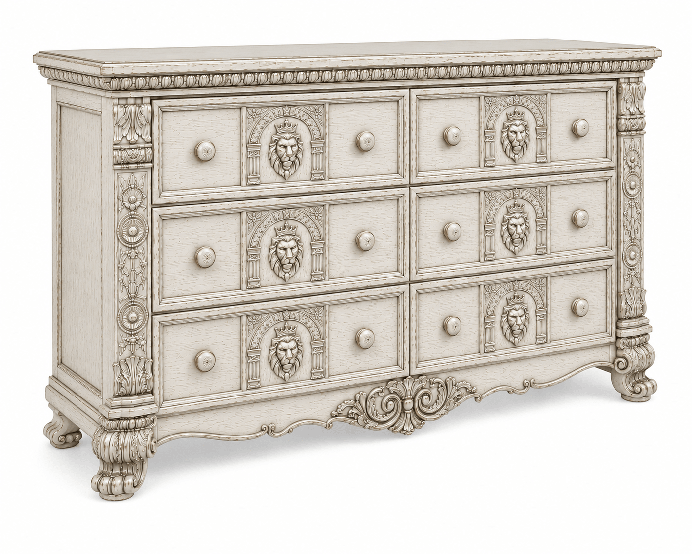 Regal Lioncrest™ Hand-Carved Solid Wood Dresser – handcrafted solid wood furniture