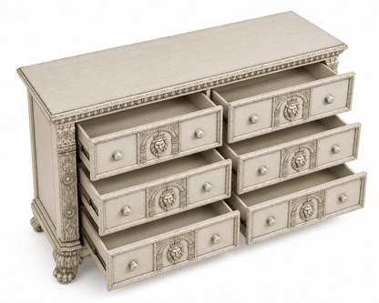 Regal Lioncrest™ Hand-Carved Solid Wood Dresser – handcrafted solid wood furniture