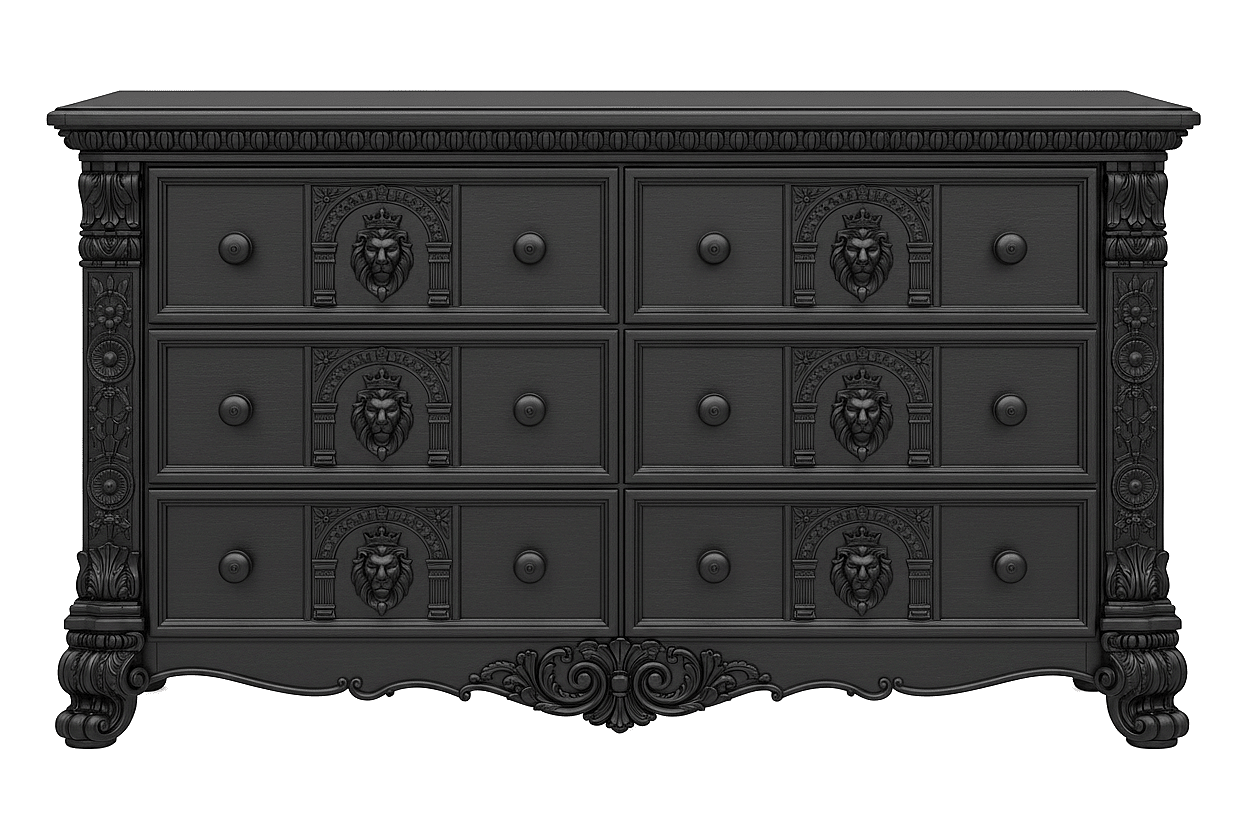 Regal Lioncrest™ Hand-Carved Solid Wood Dresser – handcrafted solid wood furniture