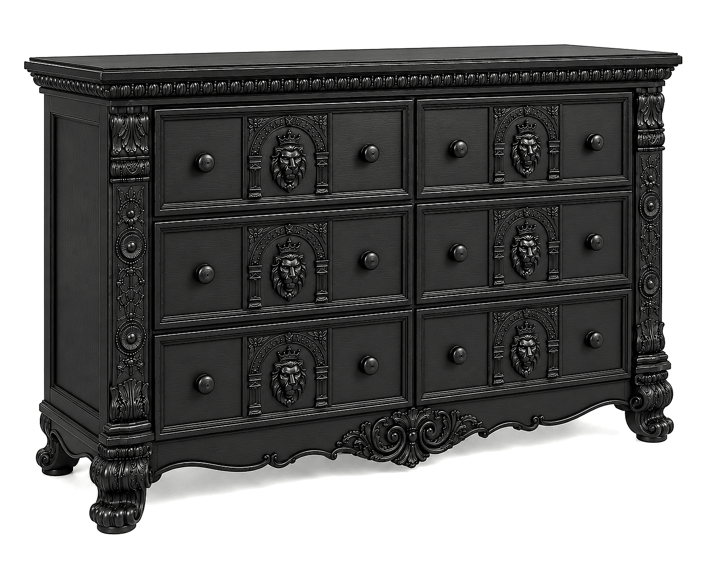 Regal Lioncrest™ Hand-Carved Solid Wood Dresser – handcrafted solid wood furniture