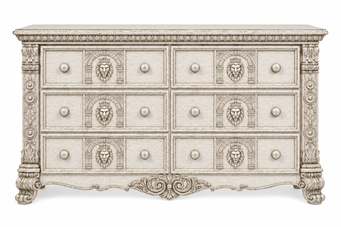 Regal Lioncrest™ Hand-Carved Solid Wood Dresser – handcrafted solid wood furniture