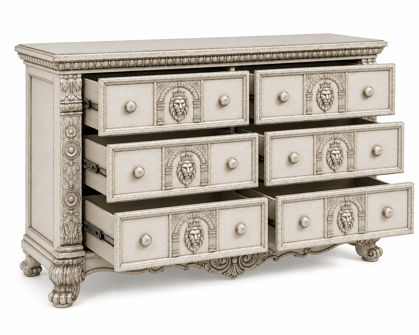 Regal Lioncrest™ Hand-Carved Solid Wood Dresser – handcrafted solid wood furniture