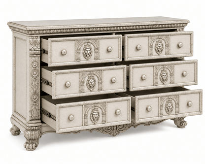 Regal Lioncrest™ Hand-Carved Solid Wood Dresser – handcrafted solid wood furniture