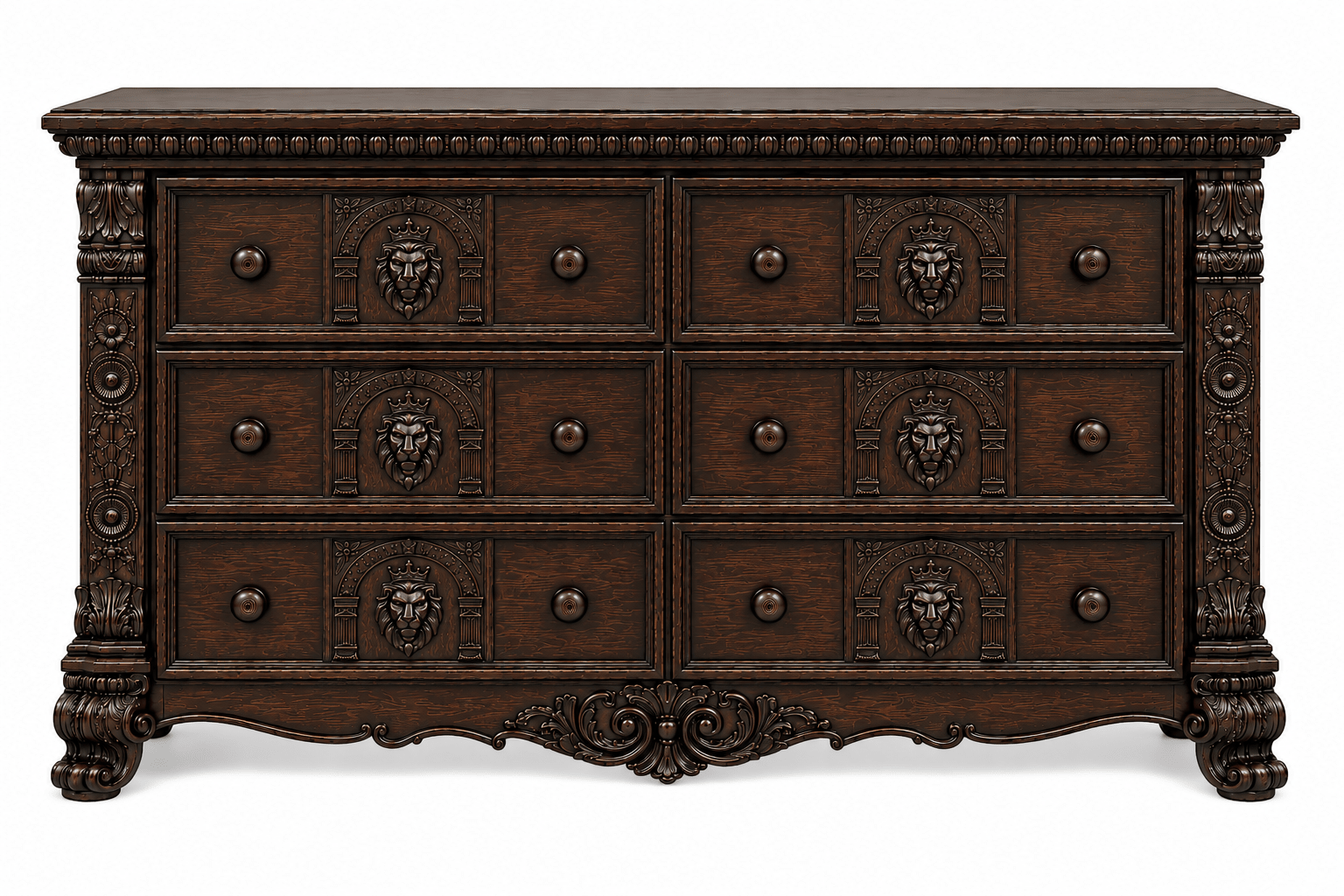 Regal Lioncrest™ Hand-Carved Solid Wood Dresser – handcrafted solid wood furniture
