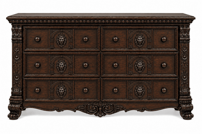 Regal Lioncrest™ Hand-Carved Solid Wood Dresser – handcrafted solid wood furniture