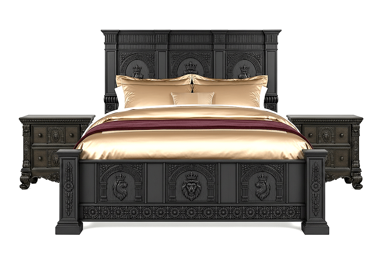 Regal Lioncrest™ Hand-Carved Solid Wood Nightstand – handcrafted solid wood furniture