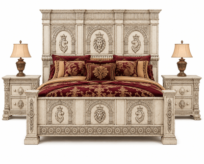 Regal Lioncrest™ Hand-Carved Solid Wood Nightstand – handcrafted solid wood furniture