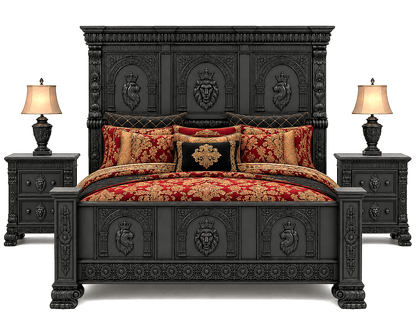Regal Lioncrest™ Hand-Carved Solid Wood Nightstand – handcrafted solid wood furniture