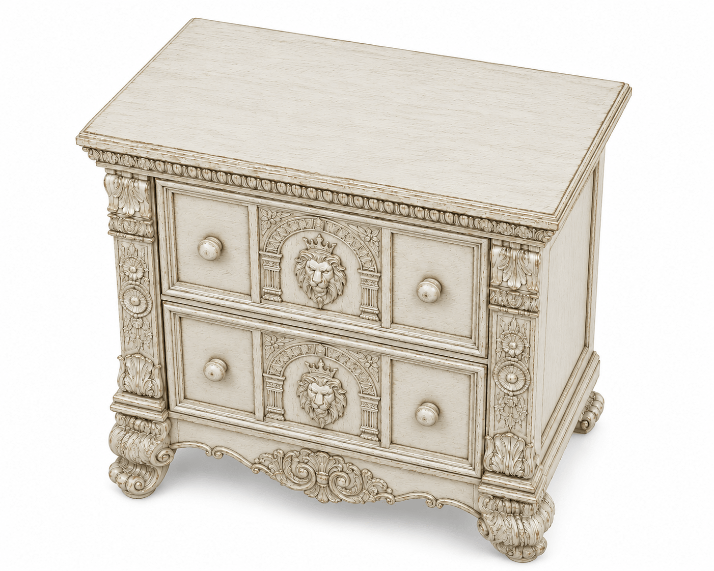 Regal Lioncrest™ Hand-Carved Solid Wood Nightstand – handcrafted solid wood furniture