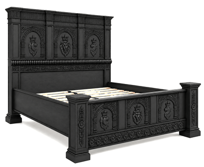 Regal Lioncrest™ Hand-Carved Solid Wood Platform Bed & Bedroom Collection – handcrafted solid wood furniture