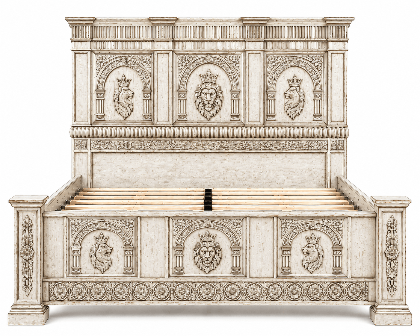 Regal Lioncrest™ Hand-Carved Solid Wood Platform Bed & Bedroom Collection – handcrafted solid wood furniture