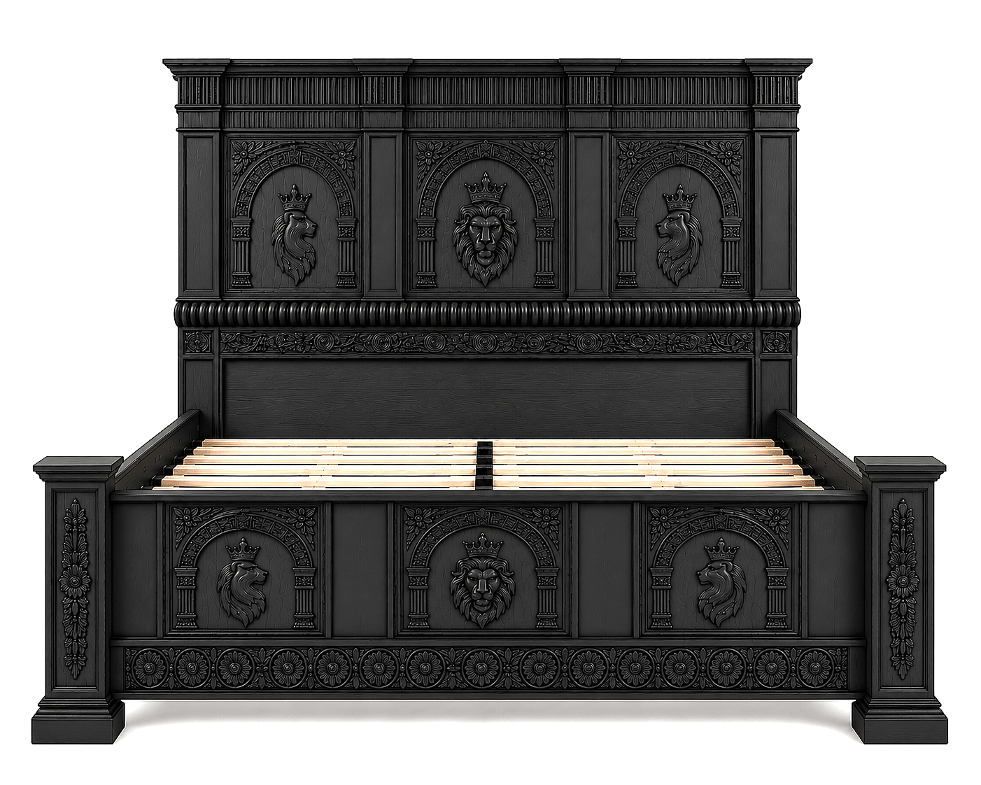 Regal Lioncrest™ Hand-Carved Solid Wood Platform Bed & Bedroom Collection – handcrafted solid wood furniture