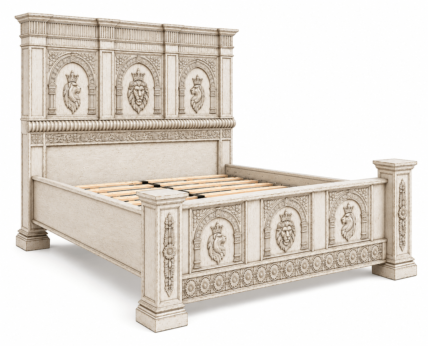 Regal Lioncrest™ Hand-Carved Solid Wood Platform Bed & Bedroom Collection – handcrafted solid wood furniture