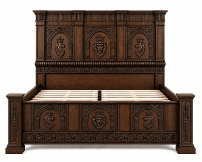 Regal Lioncrest™ Hand-Carved Solid Wood Platform Bed & Bedroom Collection – handcrafted solid wood furniture