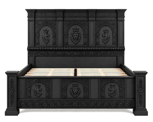 Regal Lioncrest™ Hand-Carved Solid Wood Platform Bed & Bedroom Collection – handcrafted solid wood furniture