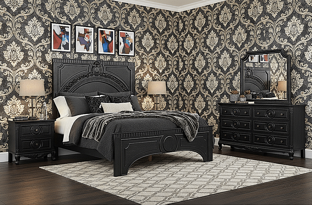 Regalia Gothic Hand - Carved Solid Wood Platform Bed & Bedroom Collection – handcrafted solid wood furniture