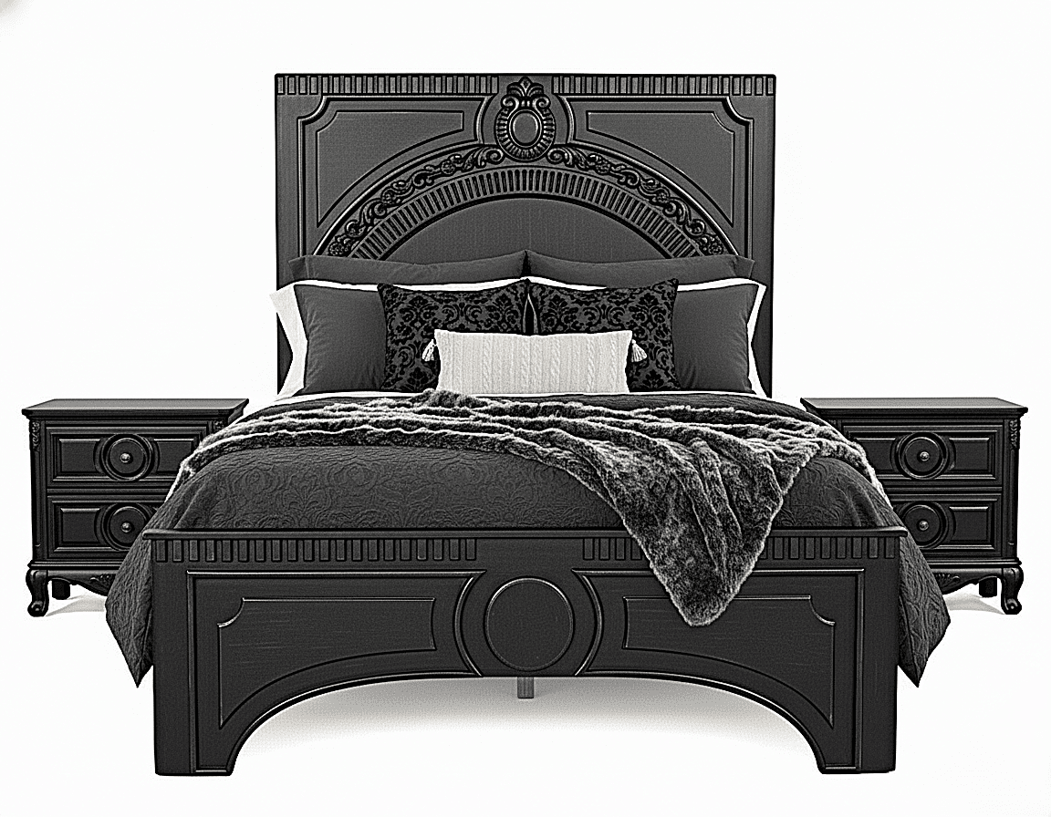Regalia Gothic Hand - Carved Solid Wood Platform Bed & Bedroom Collection – handcrafted solid wood furniture