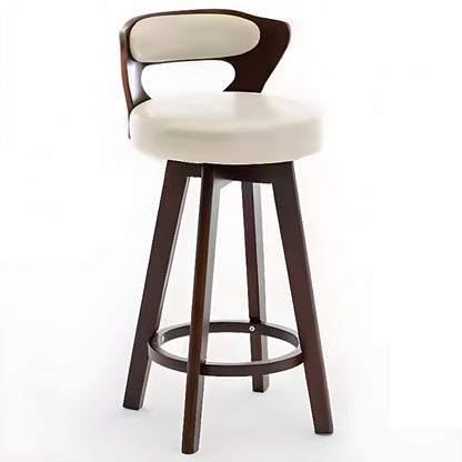 Relaxed Crimson Leather Round Bistro Stool – handcrafted solid wood furniture