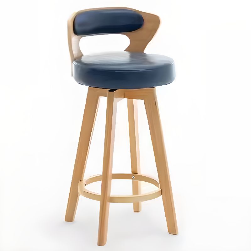 Relaxed Crimson Leather Round Bistro Stool – handcrafted solid wood furniture