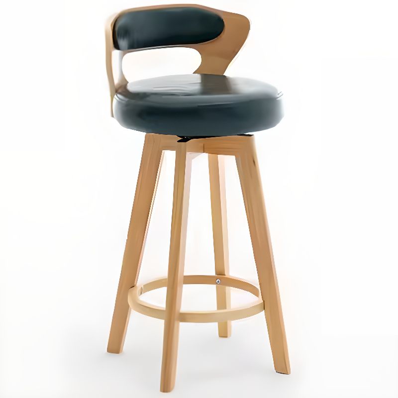 Relaxed Crimson Leather Round Bistro Stool – handcrafted solid wood furniture