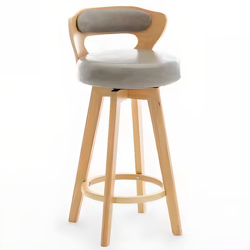 Relaxed Crimson Leather Round Bistro Stool – handcrafted solid wood furniture