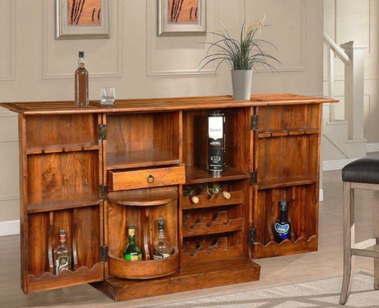 Rinish Solid Wood Expandable Bar Cabinet - Indoor / Outdoor – handcrafted solid wood furniture