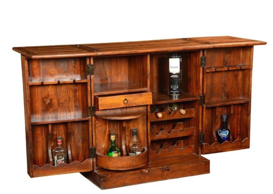 Rinish Solid Wooden Expandable Bar Cabinet - Indoor / Outdoor – handcrafted solid wood furniture