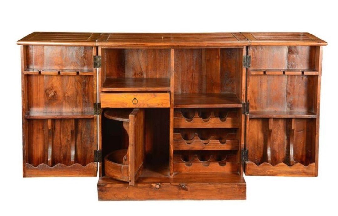 Rinish Solid Wooden Expandable Bar Cabinet - Indoor / Outdoor – handcrafted solid wood furniture