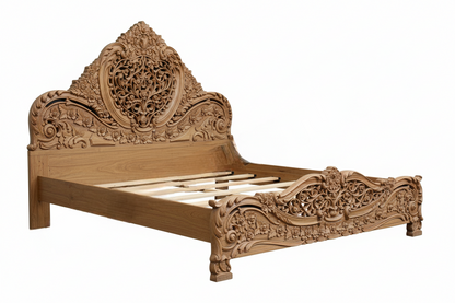 Arangi Hand-Carved Solid Wood Platform Bed