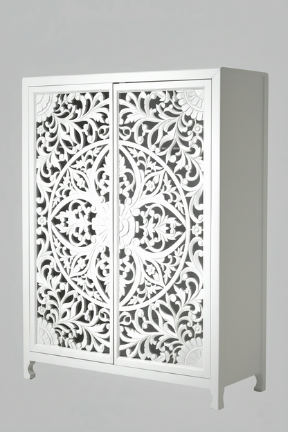 Lombok Hand Carved wooden Armoire / Hand Carved Wooden Wardrobe