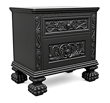 Roar Lion Head Carved Solid Wooden Hand Carved Gothic Platform Bed – handcrafted solid wood furniture