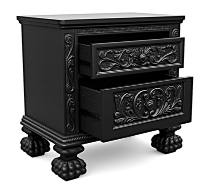 Roar Lion Head Carved Solid Wooden Hand Carved Gothic Platform Bed – handcrafted solid wood furniture