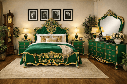 Royal Imperium™ Baroque Hand - Carved Platform Bed & Luxury Bedroom Collection – handcrafted solid wood furniture