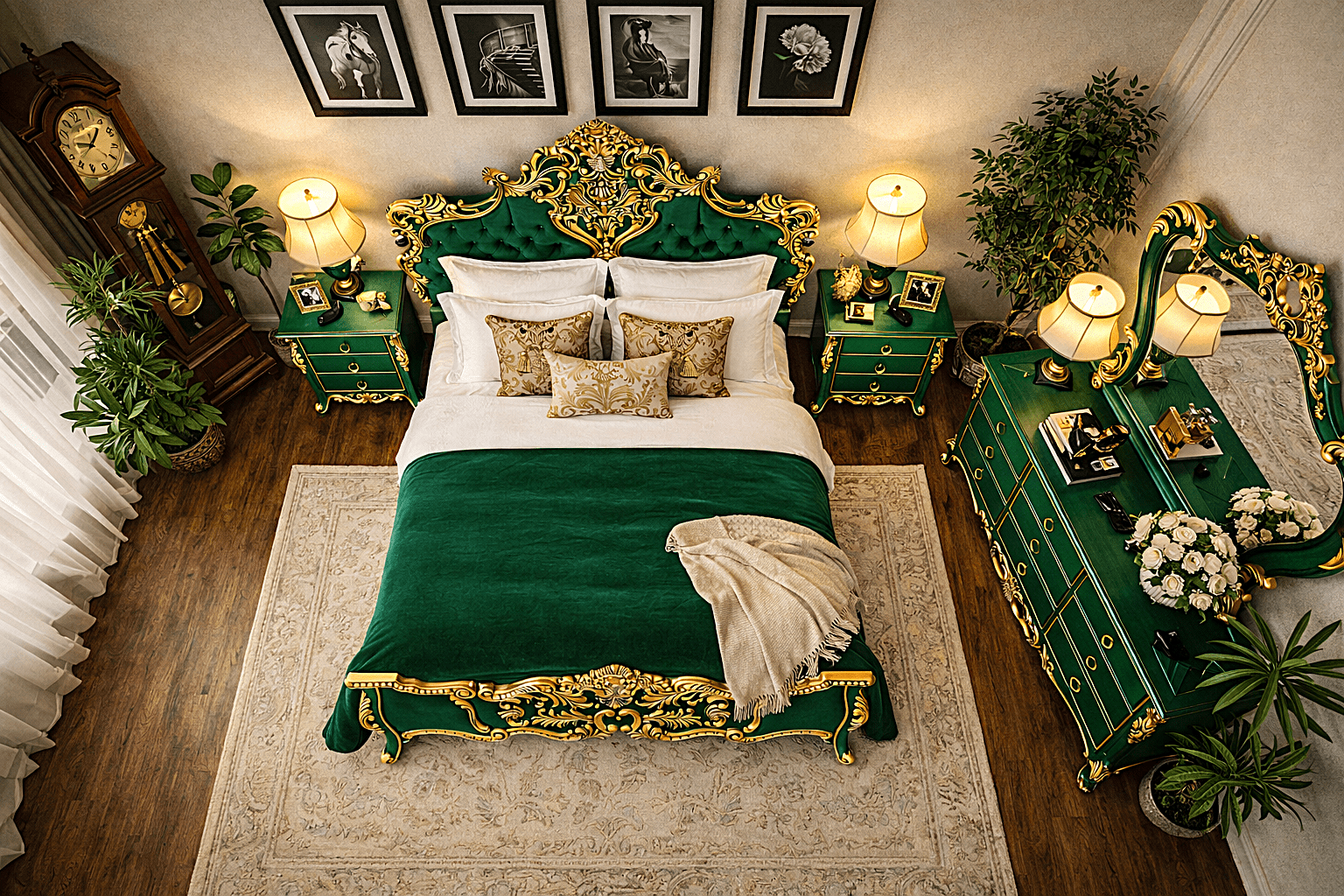 Royal Imperium™ Baroque Hand - Carved Platform Bed & Luxury Bedroom Collection – handcrafted solid wood furniture