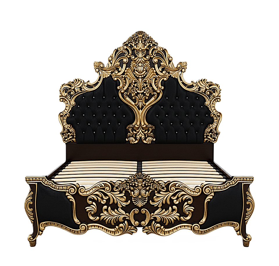 Royal Imperium™ Baroque Hand - Carved Platform Bed & Luxury Bedroom Collection – handcrafted solid wood furniture