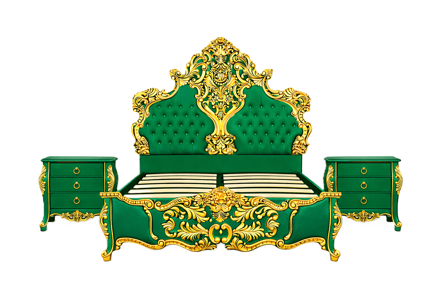 Royal Imperium™ Baroque Hand - Carved Platform Bed & Luxury Bedroom Collection – handcrafted solid wood furniture