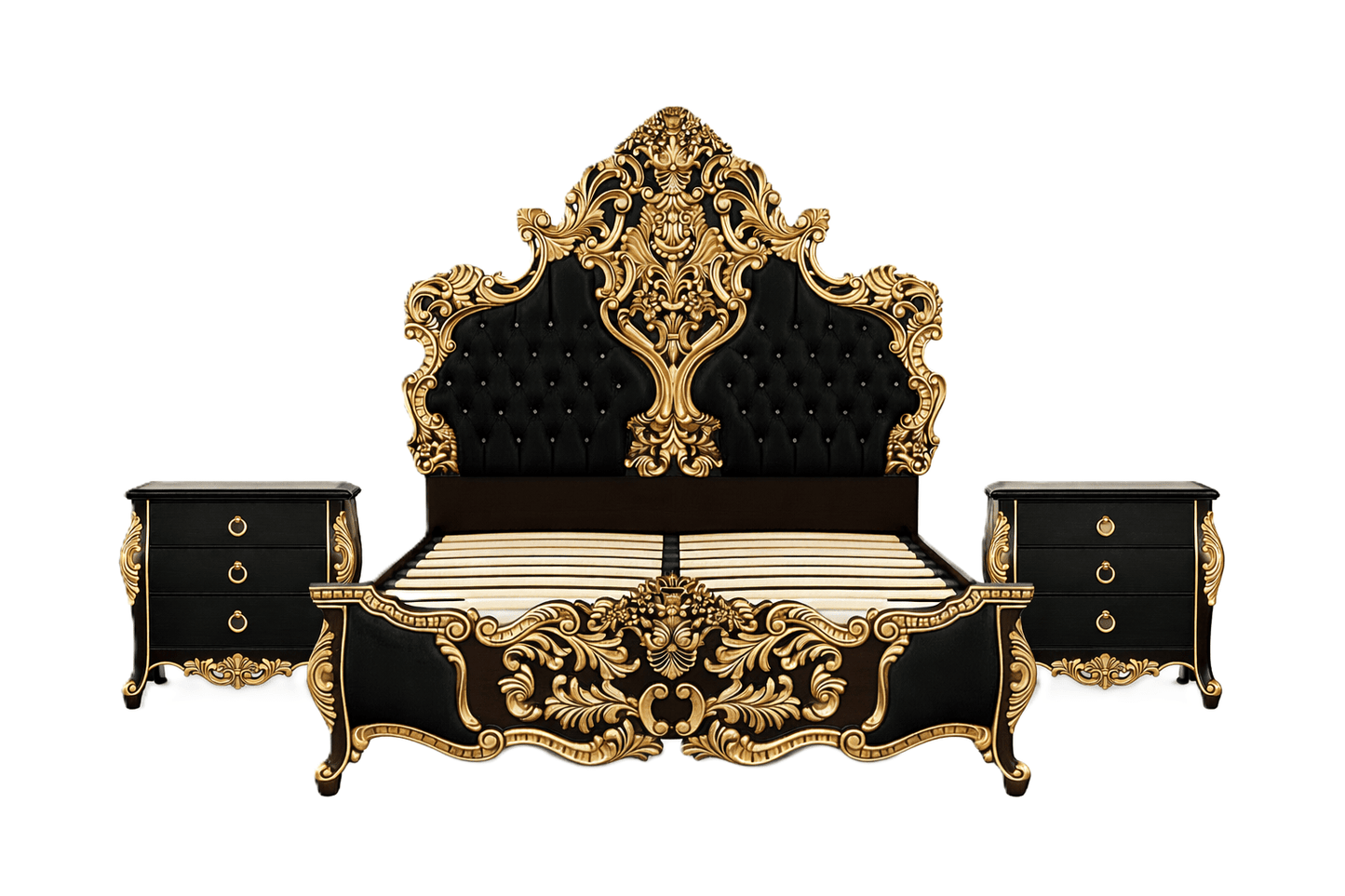Royal Imperium™ Baroque Hand - Carved Platform Bed & Luxury Bedroom Collection – handcrafted solid wood furniture