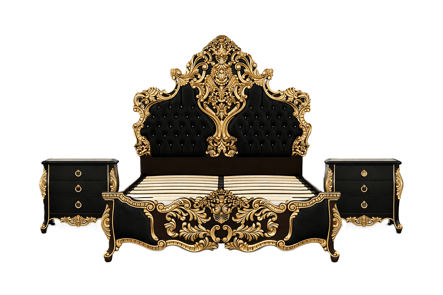 Royal Imperium™ Baroque Hand - Carved Platform Bed & Luxury Bedroom Collection – handcrafted solid wood furniture