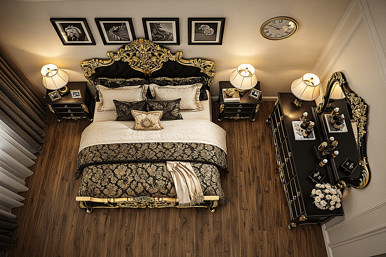Royal Imperium™ Baroque Hand - Carved Platform Bed & Luxury Bedroom Collection – handcrafted solid wood furniture