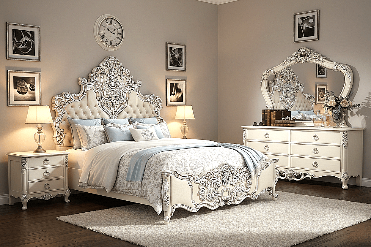 Royal Imperium™ Baroque Hand - Carved Platform Bed & Luxury Bedroom Collection – handcrafted solid wood furniture