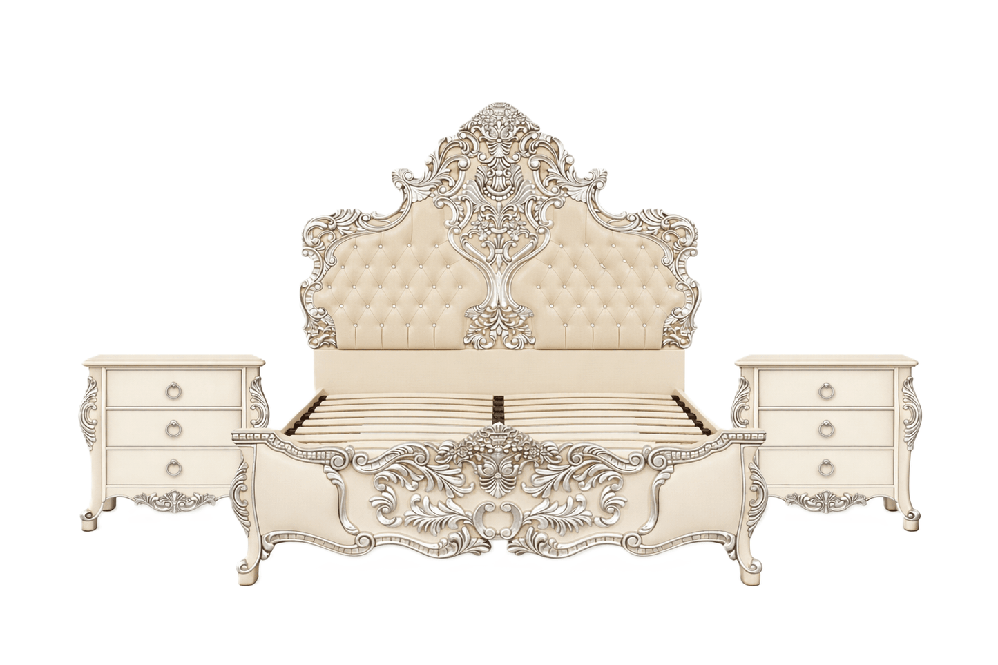 Royal Imperium™ Baroque Hand - Carved Platform Bed & Luxury Bedroom Collection – handcrafted solid wood furniture