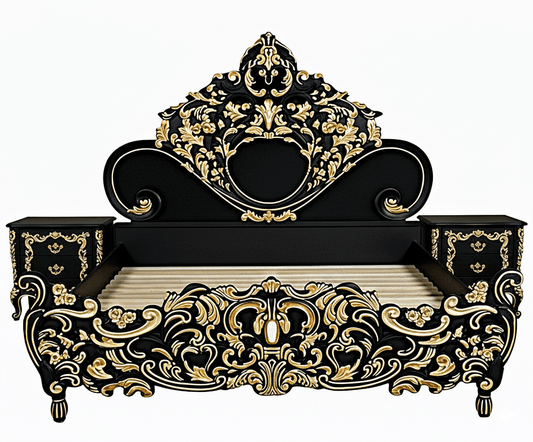 Royalty Solid Mango Wood Hand Carved Platform Bed – handcrafted solid wood furniture