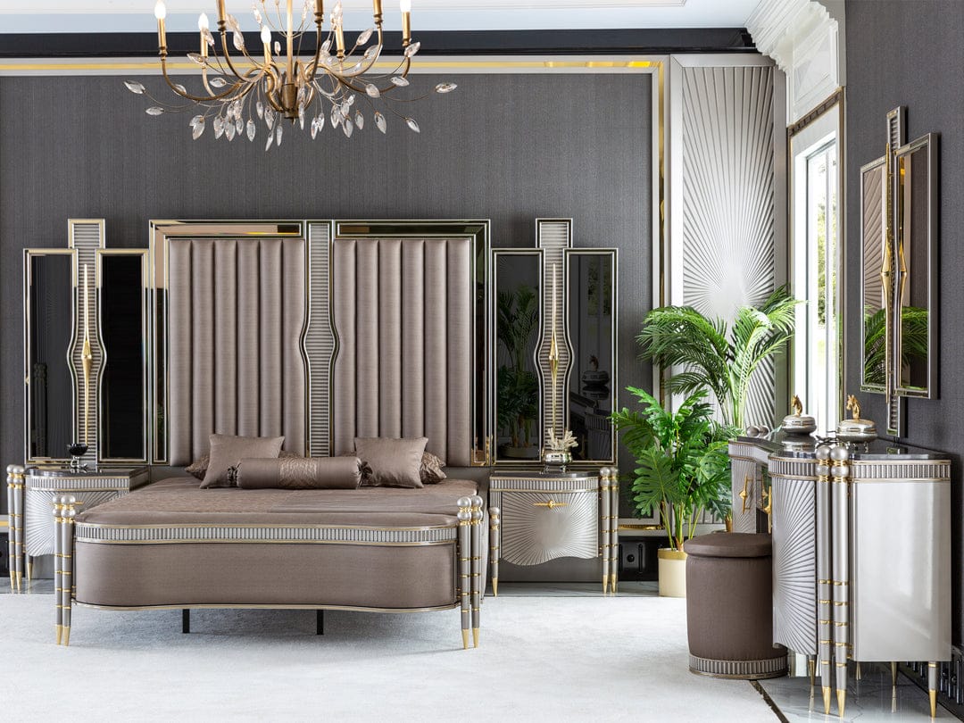 Royce Luxury Upholstered Bed frame by Hibashi Furniture – handcrafted solid wood furniture made in India